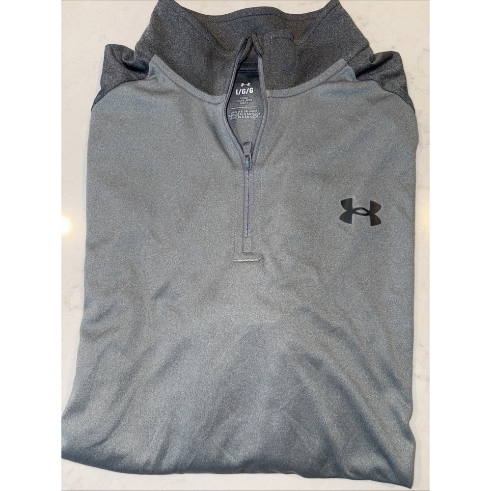 Under Armour Loose Fit Pullover Mens Large Gray 1/4 Zip Long Sleeve‎ Athletic UA